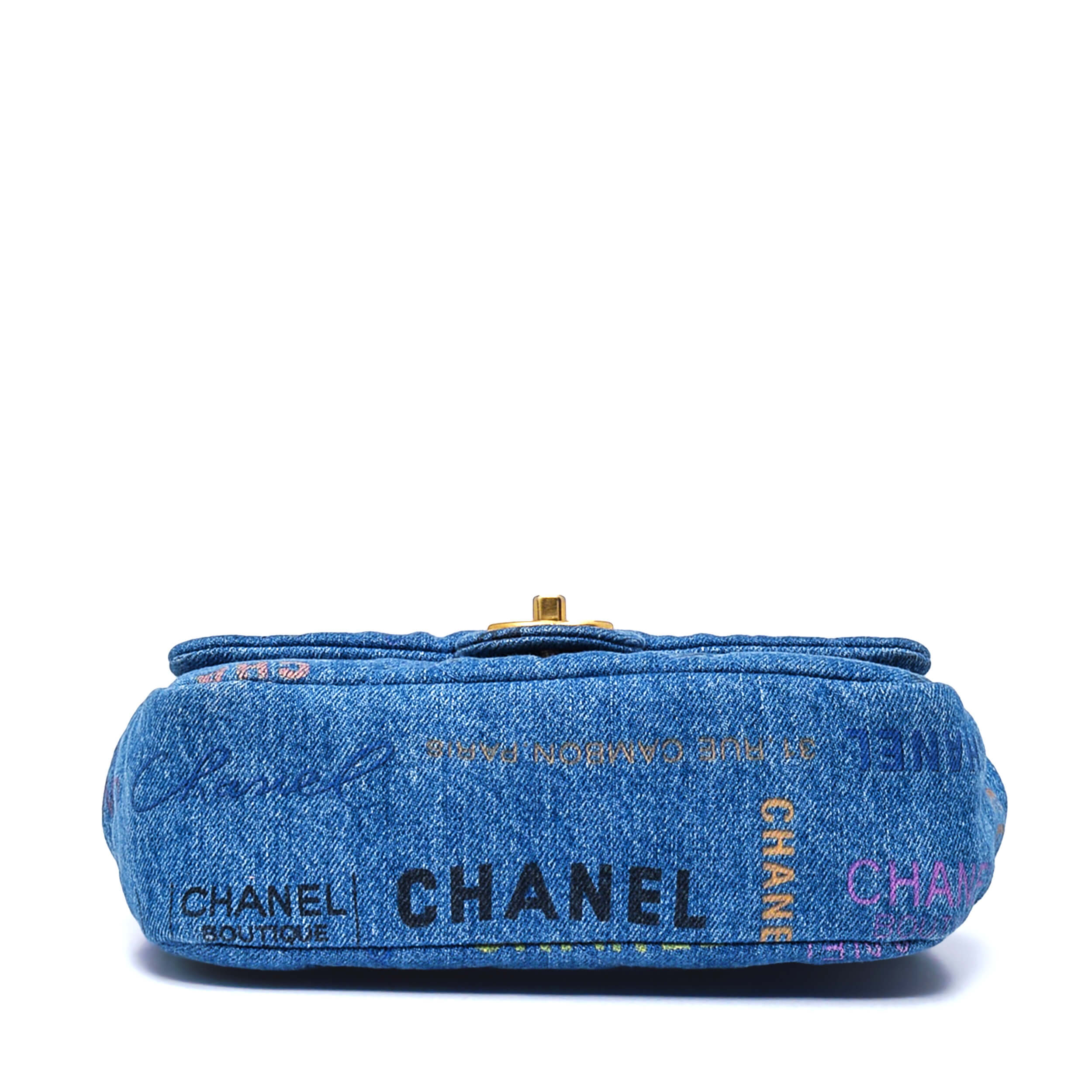 Chanel -Multicolor Denim Quilted Small Rectangular Flap Bag